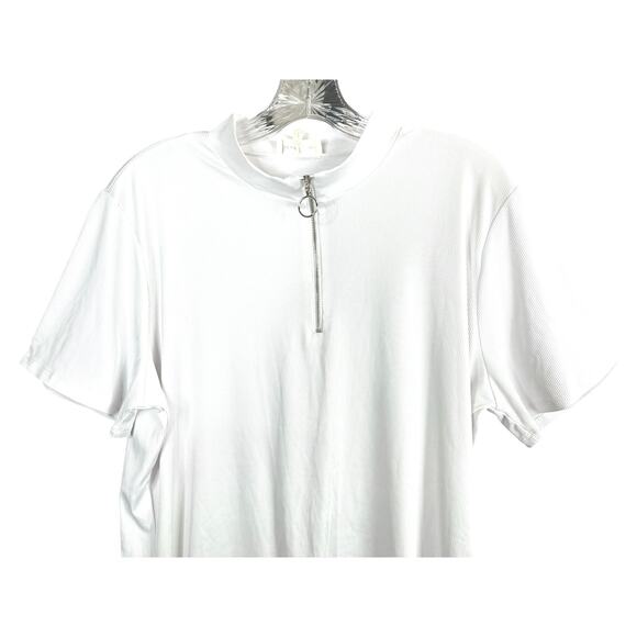 Love J Short Sleeve White Rib Knit Top 2X NWT - Picture 3 of 5